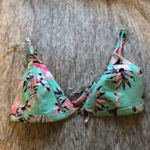 Teal Floral Bikini Top